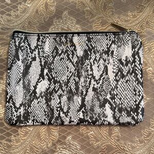 Ruby and Cash Black and White Snake Print Clutch Pouch Makeup Bag